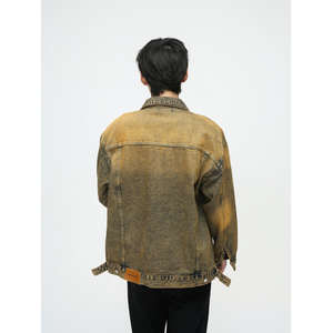 Service OEM - Veste en jean tricotée vintage 100% coton pour homme, hiver, avec logo personnalisé sur le devant - Product Image 3