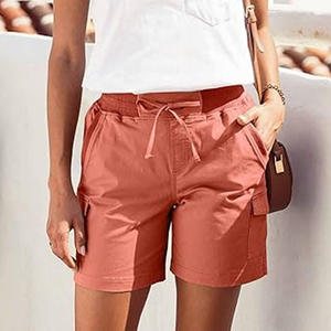 Vente en gros de shorts de sport en molleton de coton pour femmes, à la mode printanière, personnalisés, avec motif solide, imprimés, pour la course à pied et l'entraînement - Product Image 4