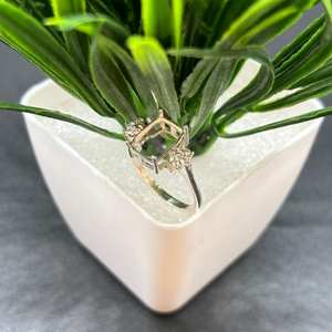 Bague solitaire octogonale en argent sterling 925 massif, sertie à griffes, 6x8mm 7x9mm 8x10mm, composant de bijoux en argent vierge à faire soi-même - Product Image 6