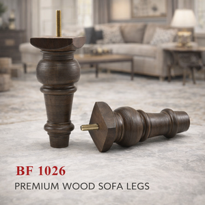 Pied de meuble haut en bois tourné, pied de canapé, table ou lit en bois massif, finition noyer foncé, fabricant OEM sur mesure - Product Image 5