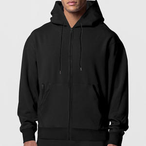 Meilleure vente hommes à manches longues 100% coton pull décontracté course Fitness veste capuche hiver chaud délavé plaine teint - Product Image 1