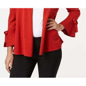 Cardigan da Donna Alfani Rosso Scuro con Maniche Annodate, in Lana Stampata, Taglia Media, per l'Inverno - Product Image 3