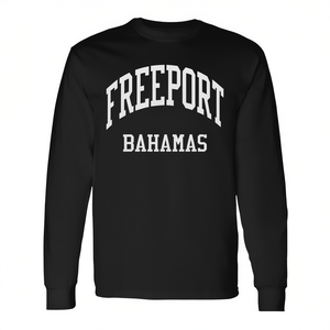 T-shirt a maniche lunghe Freeport Bahamas stile college retrò anni '70 - Product Image 2
