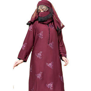 Vente en Gros Confortable Couleur Unie Nouveauté Style Dames Abaya À Manches Longues Robe Musulmane Broderie Femmes Abaya À Vendre - Product Image 1