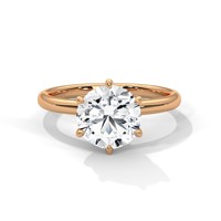 Anillo Solitario de Moissanita Redonda con Corte Brillante de 2.0 ct, Plata de Ley 925, Clásico de 6 Puntas, Anillo de Compromiso