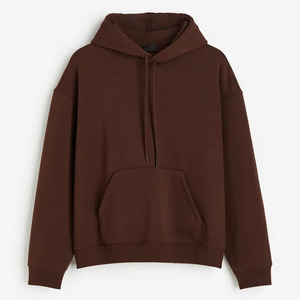 Sweat à capuche confortable de couleur marron foncé pour homme, en molleton de coton lourd, épaules tombantes, poignets côtelés, sweat à capuche pour homme - Product Image 3