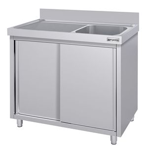 Meuble d'évier commercial ECO - Acier inoxydable - 1000x700mm - avec 1 bac à droite - Product Image 5