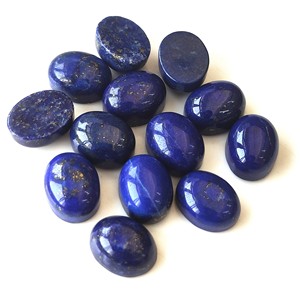 Cabujón ovalado de lapislázuli natural, 3x5mm-20x30mm, parte posterior plana, piedra preciosa suelta, Color azul para la fabricación de joyas, precio al por mayor - Product Image 2