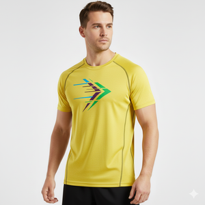 T-shirt pour homme à col rond, tissu extensible de qualité supérieure, manches courtes, vêtements de sport, entraînement en salle de sport, coupe confortable, tenue durable pour homme - Product Image 1