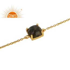 Latest Trending Sterling Silver 18K Gold Plated Natural Labradorite <b>Gemstone</b> <b>Bracelet</b> Demi Fine Jewelry Manufacturer - Product Image 1