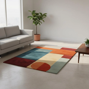Handmade Wool Tufted Area <b>Rug</b> | <b>Pastel</b> Color Block Scandinavian Style Home Decor <b>Rug</b> High Quality Room Decor Gift for Wedding - Product Image 1