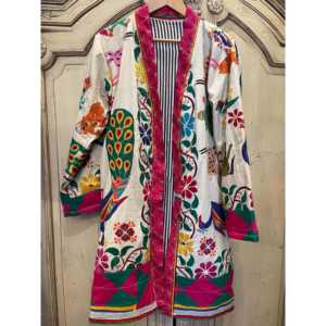 Abrigo Reversible Vintage para Mujer con Bordado de Círculos Danzantes, Estilo Blazer de Invierno Transpirable de Mezclilla y Pana con Decoración de Cristales - Product Image 2