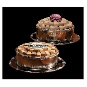 Bol à chocolat en métal à deux niveaux bol rond nickelé bol à chocolat de luxe fait à la main de haute qualité - Product Image 6