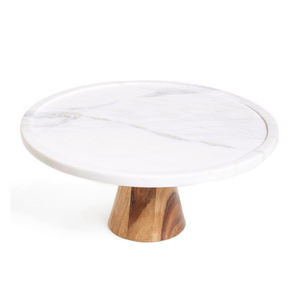 White Marble Top With Wooden <b>Stand</b> <b>Cake</b> <b>Stand</b> Top Selling and High Quality On Hot <b>Sale</b> Made in India - Product Image 1