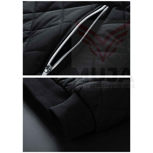 แจ็คเก็ตบุผ้าสีดำของผู้ชายเสื้อบอมเบอร์บุขนแกะมีโลโก้ตามสั่งสำหรับฤดูหนาว - Product Image 5