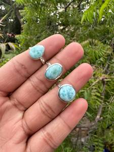 Bague en argent sterling 925 avec pierre précieuse Larimar naturelle, faite à la main, design personnalisé, bijoux fins, vermeil, vente en gros - Product Image 4