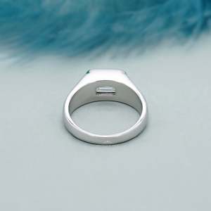 East West Emerald Cut Diamond <b>Ring</b> for <b>Men</b> Bezel <b>Set</b> Engagement <b>Ring</b> - Product Image 4
