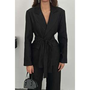Black Glossy Belted <b>Set</b> - Black - Product Image 4