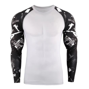 Custom Design Logo MMA Rushguard Rash Guard Customized Heat-Transfer <b>Printing</b> Breathable Anti-UV Unisex BJJ Wear - Product Image 3