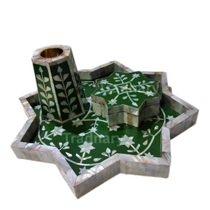 Ensemble de brûleurs d'encens en bois Pvt Ltd traditionnel Brûleur de bakhoor arabe électrique Ensemble cadeau Ramadan avec incrustation d'os pour une utilisation en intérieur - Product Image 1