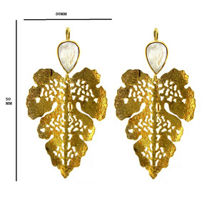 Usure quotidienne brillant argent sterling 925 blanc arc-en-ciel pierre de lune abordable classique unique boucles d'oreilles feuille d'érable - Product Image 2