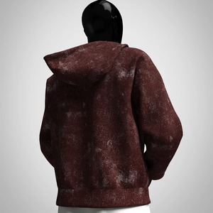 Sweat à capuche en molleton délavé de qualité supérieure, vierge, 410 grammes, surdimensionné, unisexe, pour homme, hiver, uni, cordon de serrage, décoloration au soleil - Product Image 4