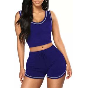 Quick Dry <b>gym</b> fitness girl top selling <b>Women</b> <b>Short</b> Sets Customized logo new style made high quality crop top twin set - Product Image 2