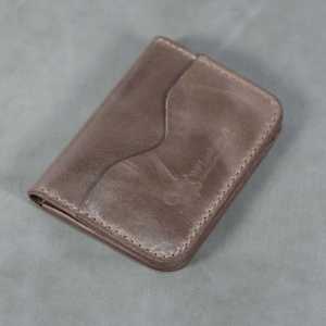 Portefeuille fin à rabat pour cartes n°70 (marron clair) - 100% cuir véritable fait main - Garantie 5 ans - Product Image 1