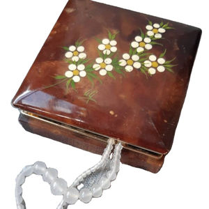 Boîte à bijoux en marbre marron vintage, boîte à bijoux en onyx foncé, boîte à bijoux en pierre d'onyx - Product Image 1