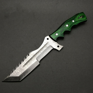 Handmade Damascus Stainless Steel Tracker Knife With Wooden Handle\Custom logo Damascus Tracker Knife - Product Image 2