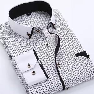 Nuevo vestido de negocios delgado para hombres Camisa informal delgada Camisa estampada de manga larga delgada para jóvenes. - Product Image 4