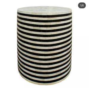 Incrustation d'os Unique Table d'appoint blanche Antique incrustation géométrique ronde Table basse centrale décoration de maison Table d'appoint meubles - Product Image 6