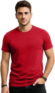 T-shirt uni en coton Pima respirant et écologique avec col rond confortable, manches 3/4 pour un usage décontracté estival, fabriqué en Inde - Product Image 4