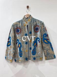 Manteau Bohème en Velours Brodé, Col Mandarin, Manches Longues, Motif Floral, Fait Main, Vêtement d'extérieur pour Femme Adulte, Automne - Product Image 1