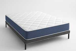 ที่นอนนุ่มสีขาวที่มีด้านเกลียวสีฟ้าผ้าด้านบนและด้านล่างสบายนอน B - Product Image 1