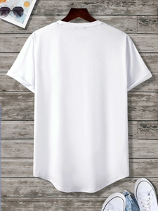 Camiseta de hombre de la mejor calidad, ajustada con dobladillo curvo, ropa informal de colores sólidos, camiseta lisa/Lisa de alta calidad - Product Image 2