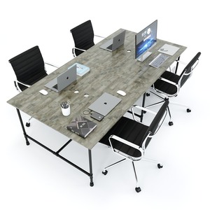 HBON007 4-Cluster <b>Table</b> with Modern Industrial Design 240x120 Plate Wood Metal <b>Desk</b> for Office Bedroom School or Hospital Use - Product Image 1