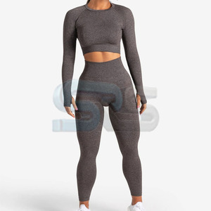 Elegante conjunto de Yoga de algodón para mujer, ropa deportiva de talla grande, mallas de dos piezas y Sujetador deportivo, traje de gimnasio - Product Image 1