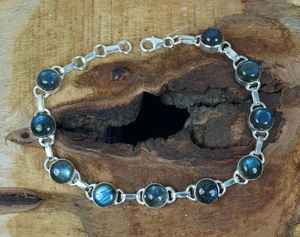 Labradorite Sterling Silver Bracelet Adjustable Handmade Gemstone Jewelry Natural Stone Silver Bracelet Gift - Product Image 3