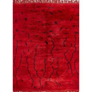 Tapis en laine à motifs abstraits Nuray Paem-512 noué à la main en rose et violet pour la décoration de la maison et du salon, tapis de Jaipur, États-Unis - Product Image 1