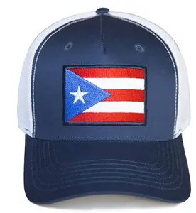 Puerto Rico Flag Custom Snapback Baseball Hat, Puerto Rico Embroidery Mesh Trucker Hats, OEM Curved Bill Fashion Sports Hats