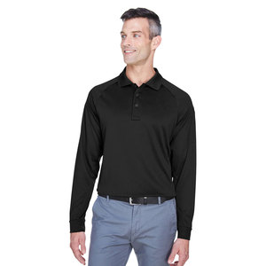 Polo d'hiver noir en gros pour hommes Polo à manches longues vierge - Product Image 1
