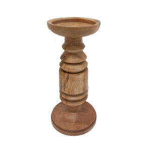Soporte de pilar de vela de madera de la mejor calidad acabado marrón para el hogar y la iluminación de mesa de Navidad decoración hecha a mano a granel - Product Image 2