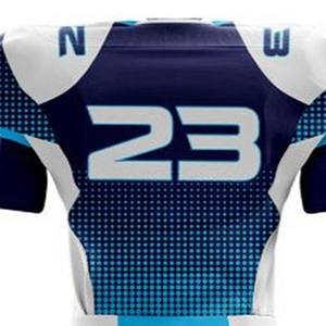 <b>Mens</b> American Football Uniform <b>White</b> And Blue Jersey With Number Print And Matching <b>White</b> Padded <b>Pants</b> Athletic Sportswear - Product Image 6