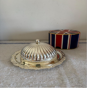 Silver butter dish, rectangular, decorative trim, classic design, elegant serveware, formal dining, polished metal. - Product Image 3