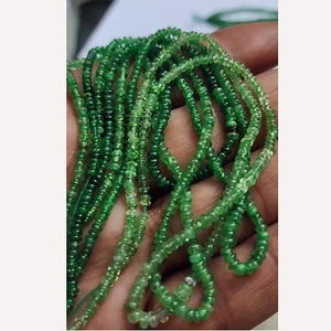 8 hebras de Tsavorita Natural 3mm redondel cuentas lisas 143 Cts lote Iroc ventas 14 pulgadas collar de cuentas de piedras preciosas US $86 para todos - Product Image 1