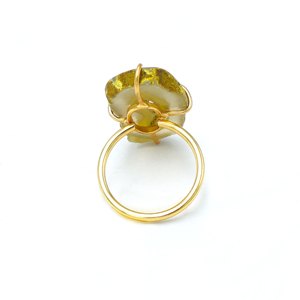 Yellow Agate 18K Gold Plated Brass <b>Ring</b> | Trendy Handmade Gemstone <b>Ring</b> | Third Party Certified Unique <b>Statement</b> Wedding Party - Product Image 4