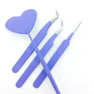 Pince à épiler d'extension de cils solide à faible quantité minimale de commande pince à épiler en acier inoxydable de haute qualité poignée de diamant pince à épiler utilisation régulière - Product Image 1