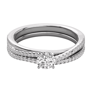 Bague de fiançailles en diamant rond pour elle - Product Image 3
