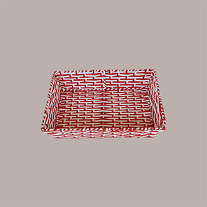 Cesta de regalo de Navidad rectangular mediana blanca y roja con núcleo de metal y revestimiento de papel 360x260x75mm - Product Image 1